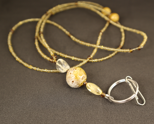 Citrine Chunks Golden Lanyard