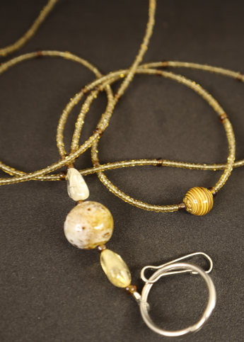 Citrine Chunks Golden Lanyard