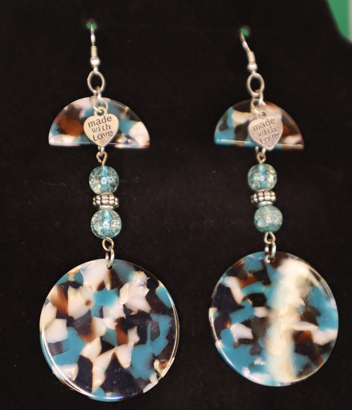 Tortoiseshell and Turquoise Dangly Earring