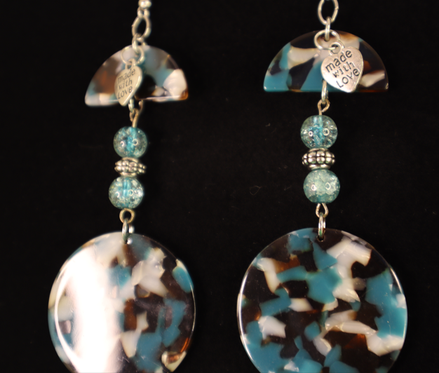 Tortoiseshell and Turquoise Dangly Earring